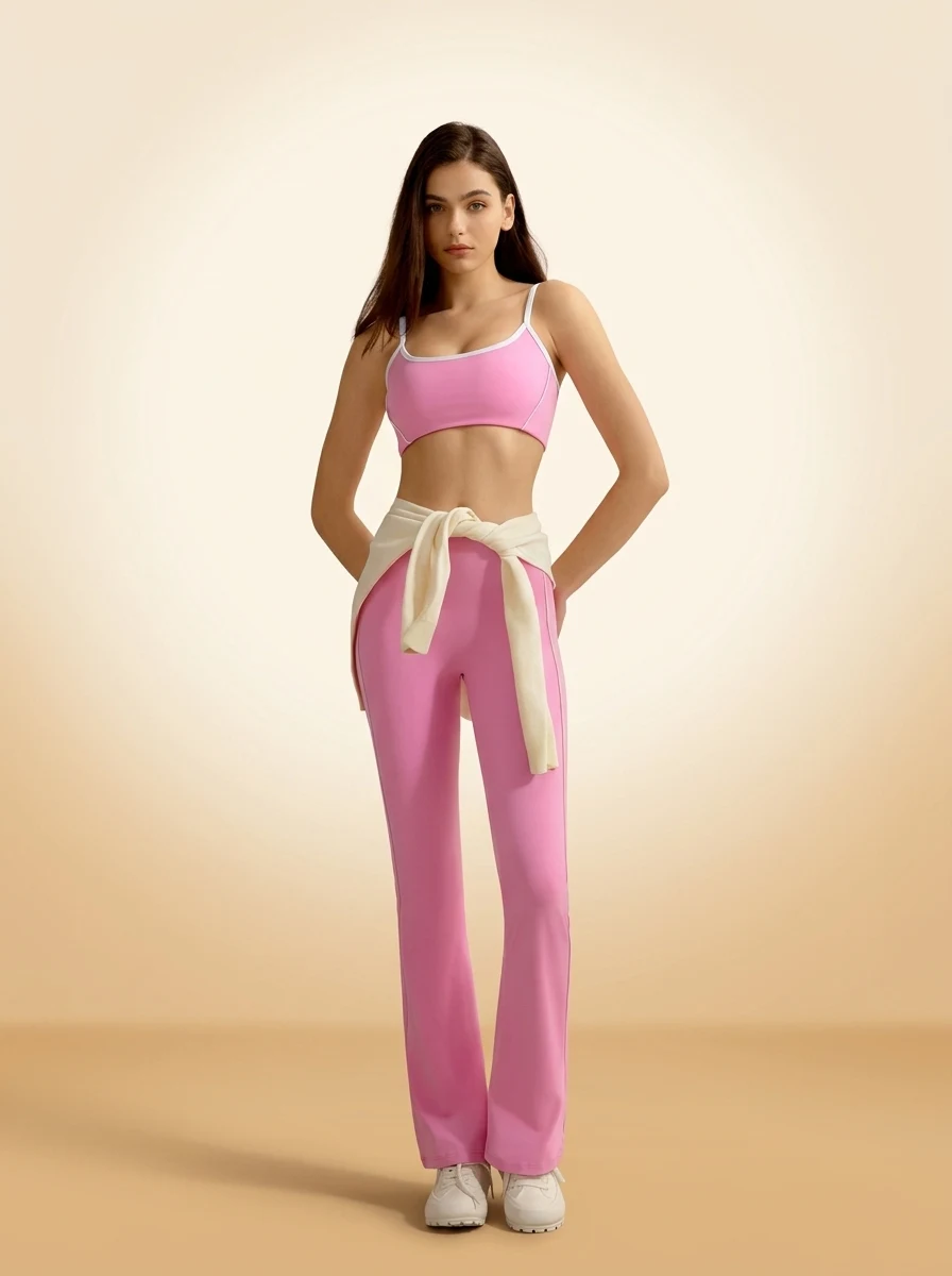 Walundi matching sets — Spring Summer New High Waist Hip Lift Running Fitness Yoga Pants Set White Edge Strap Shoc