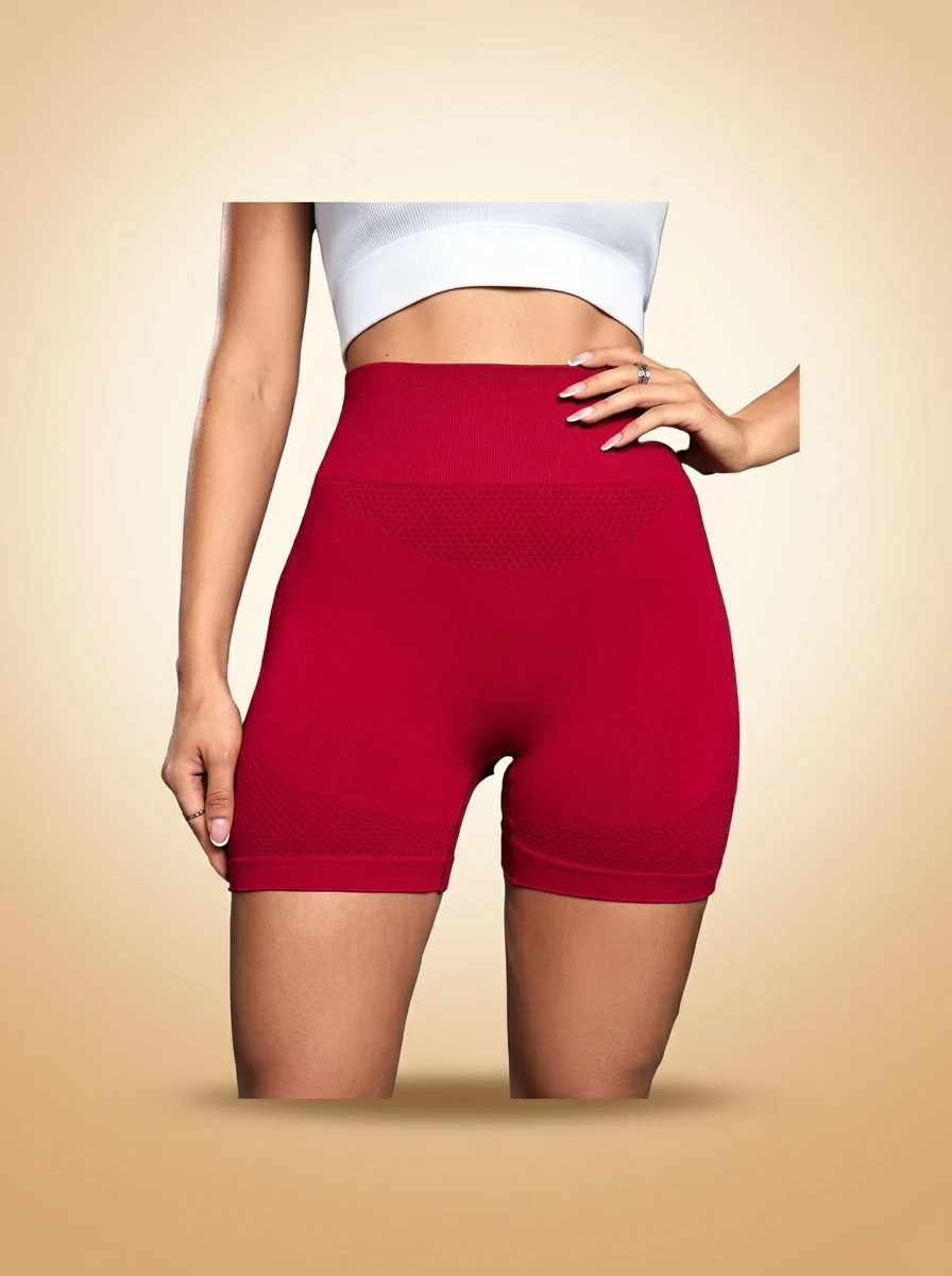 Walundi shorts & skorts — Yoga Shorts High Waist Scrunch Butt Lifting Seamless Sports Shorts Elastic Breathable Red 
