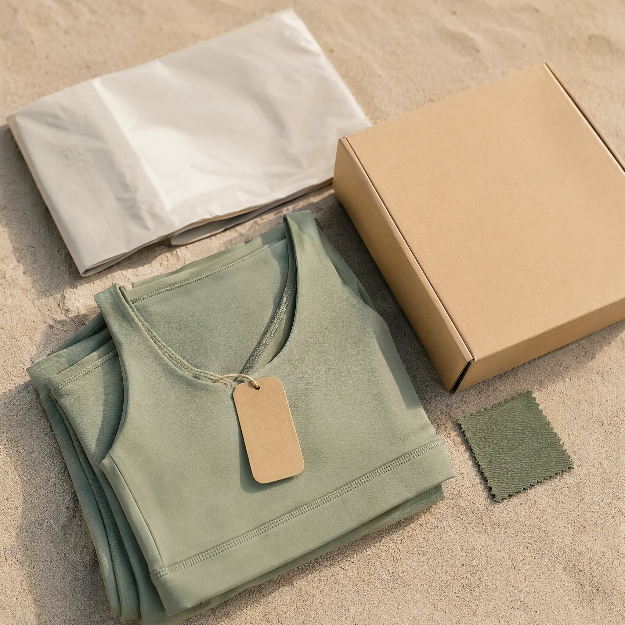 Walundi private-label activewear customization — custom logo, hang tag, packaging, fabric, color, and zipper options for your brand
