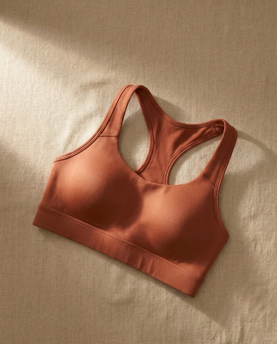 Walundi sports bras collection — terracotta racerback compression bra