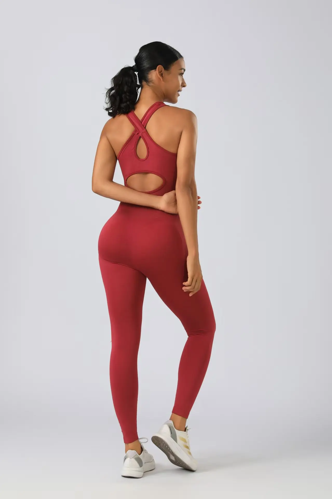 3 Piece Yoga Sets Cross Open Back Jumpsuit with Zip Jacket for Women Fitness Workout Gym Running High Waist Activewear Set - Image 5