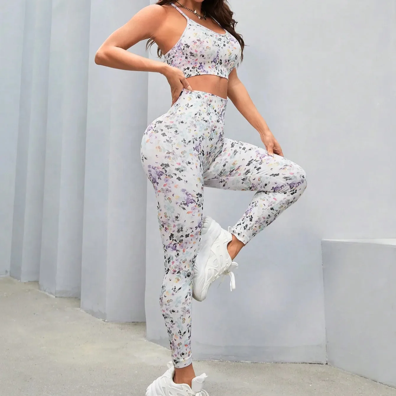 Floral-Printed Seamless Leggings for Women