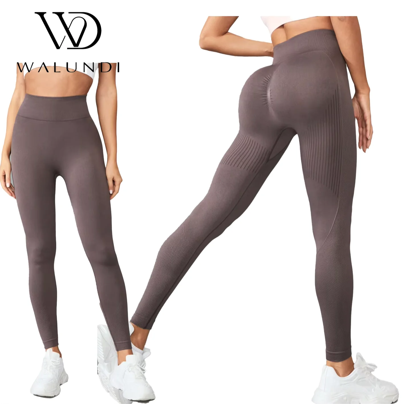 High Waist Seamless Taupe Workout Leggings Body Shaping Compression Pants for Fitness