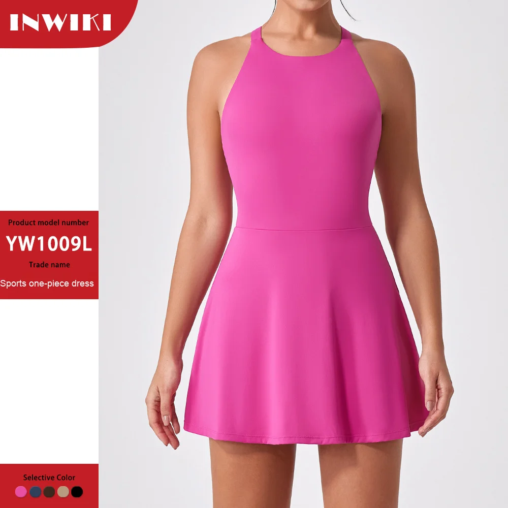 Beautiful One-Piece Yoga Wear Slimming Anti-Exposure Quick-Dry Feather Tennis Dress New Sports Front Breathable - Image 4