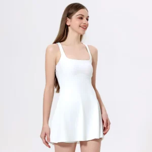 Fanxin Two-Piece Sports Dress Set Beautiful Back Anti-Exposure Leggings for Outdoor Running Fitness Tennis with OEM Logo