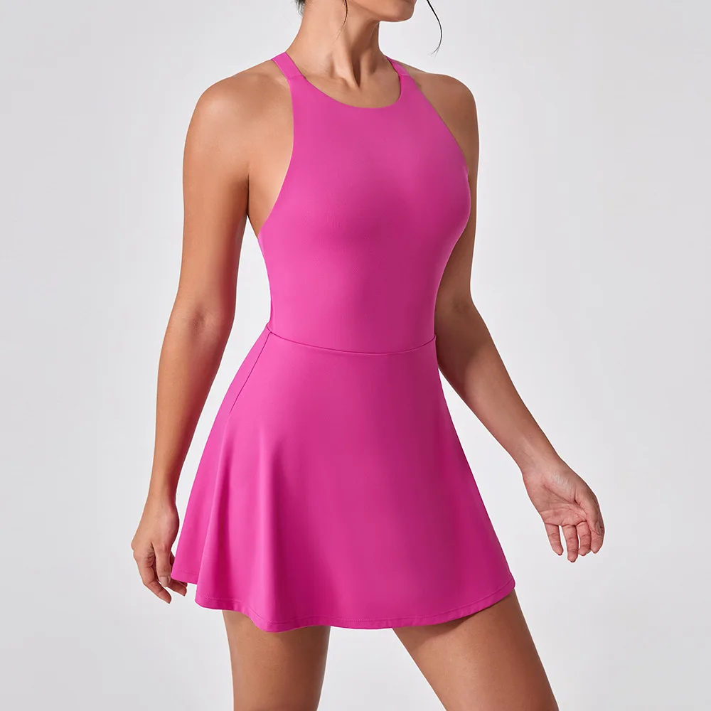 Beautiful One-Piece Yoga Wear Slimming Anti-Exposure Quick-Dry Feather Tennis Dress New Sports Front Breathable - Image 6