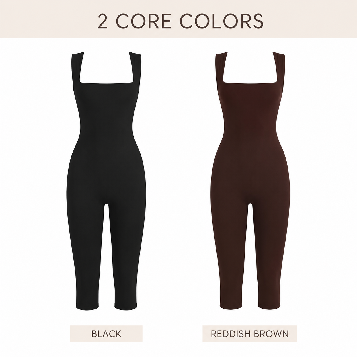 Square Neck Sleeveless One Piece Yoga Jumpsuit Capri Length Unitard Ready to Ship Multi Color Fitness Wholesale - Image 3