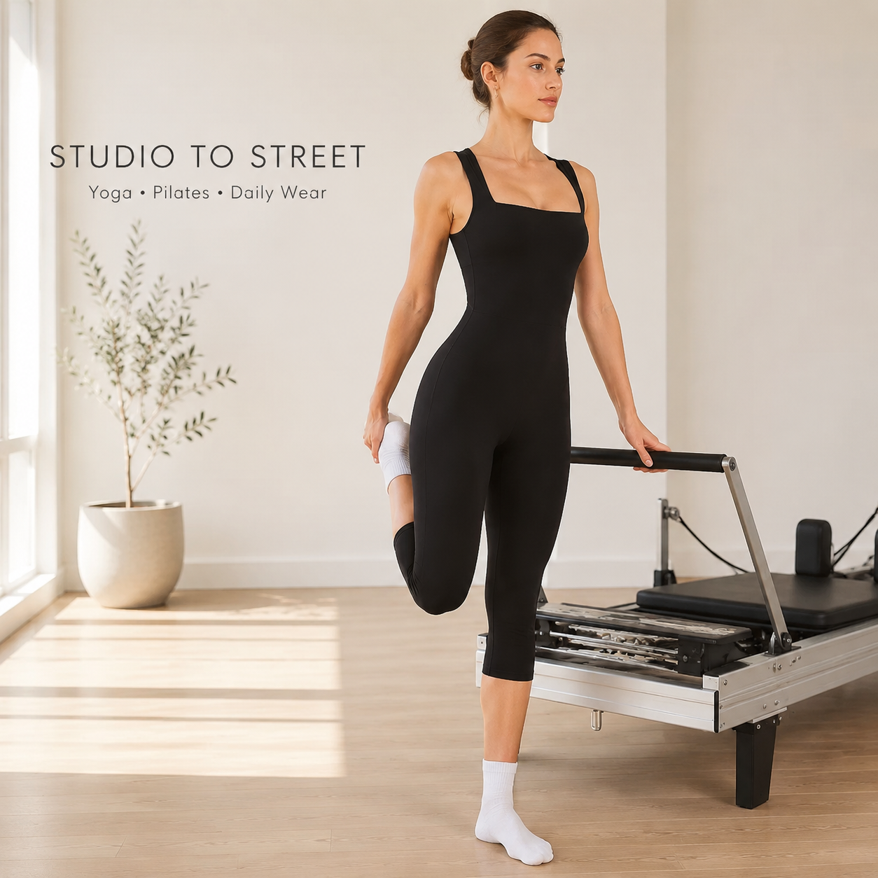 Square Neck Sleeveless One Piece Yoga Jumpsuit Capri Length Unitard Ready to Ship Multi Color Fitness Wholesale - Image 2