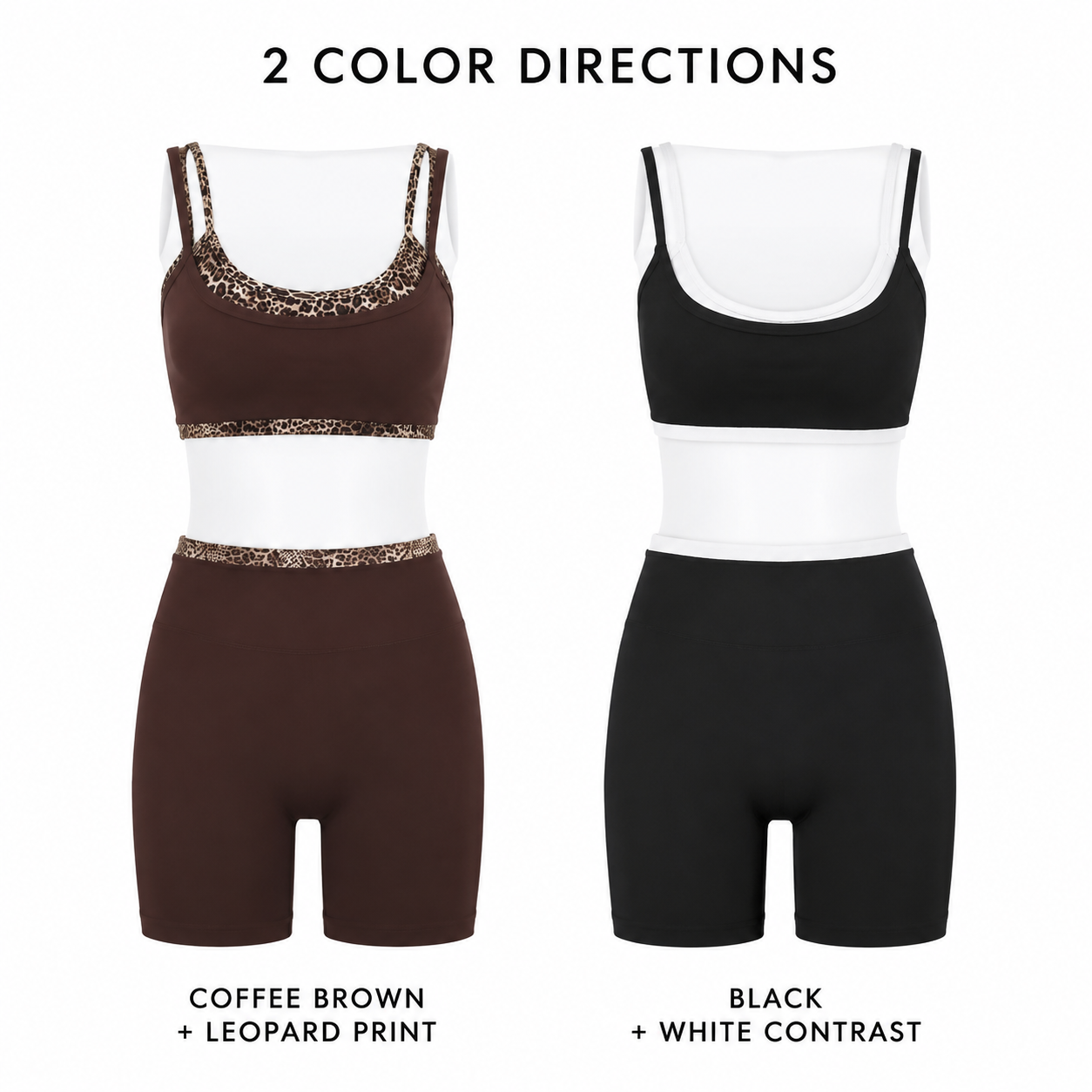 Leopard Trim Strappy Back Sports Bra High Waist Shorts 2 Piece Yoga Set Custom Logo Low MOQ Fitness Activewear - Image 5