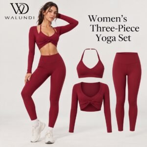Brushed Halter Stand Collar Zip Jacket Tummy Control Butt Lift Leggings 3 Piece Yoga Set Custom Logo Low MOQ Fitness Wear