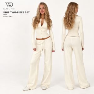 One Piece Knit Jumpsuit Round Neck Button Front Wide Leg Pants Ready to Ship Multi Color Wholesale