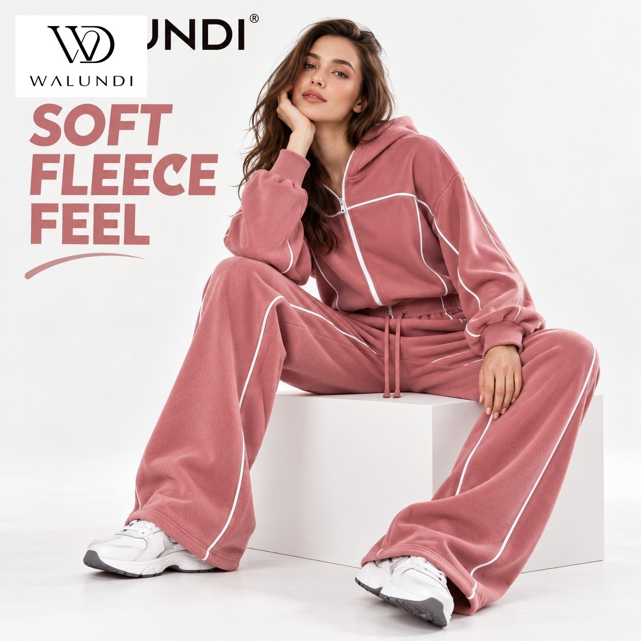 Contrast Piping Zip Front Long Sleeve 2 Piece Set Fitted Waist Wide Leg Activewear Custom Logo Low MOQ Fitness Wear - Image 5