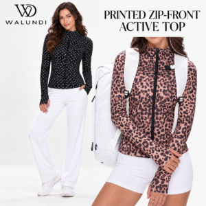 Leopard Print Polka Dot Stand Collar Full Zip Long Sleeve Active Top Thumbholes Custom Logo Low MOQ Fitness Wear